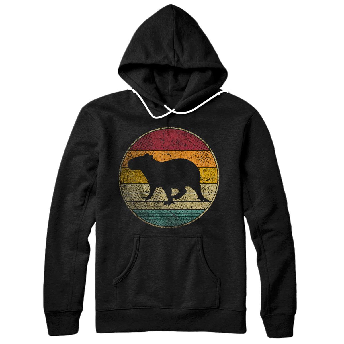 Personalized Capybara Vintage Distressed Retro Style Silhouette 70s Gift Pullover Hoodie