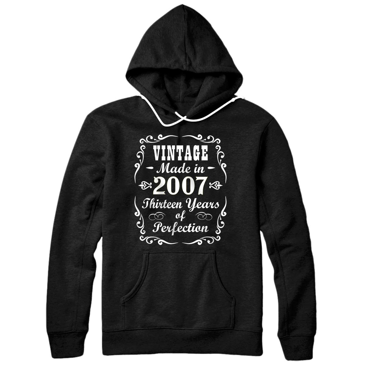 Personalized 13 Year Old Gifts Vintage 2007 Teenager 13th BDay Perfection Pullover Hoodie