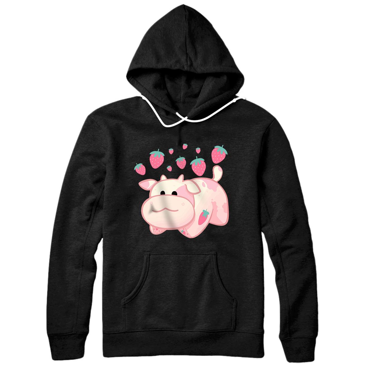 Personalized Cute Strawberry Cow Fruit Pullover Hoodie