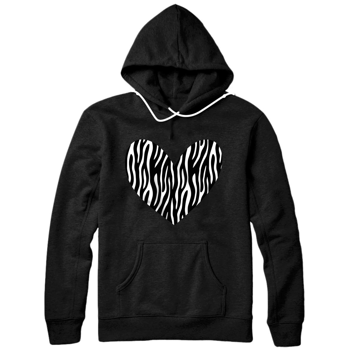 Personalized Zebra Pattern Black & White Heart / Animal Print Exotic Gift Pullover Hoodie