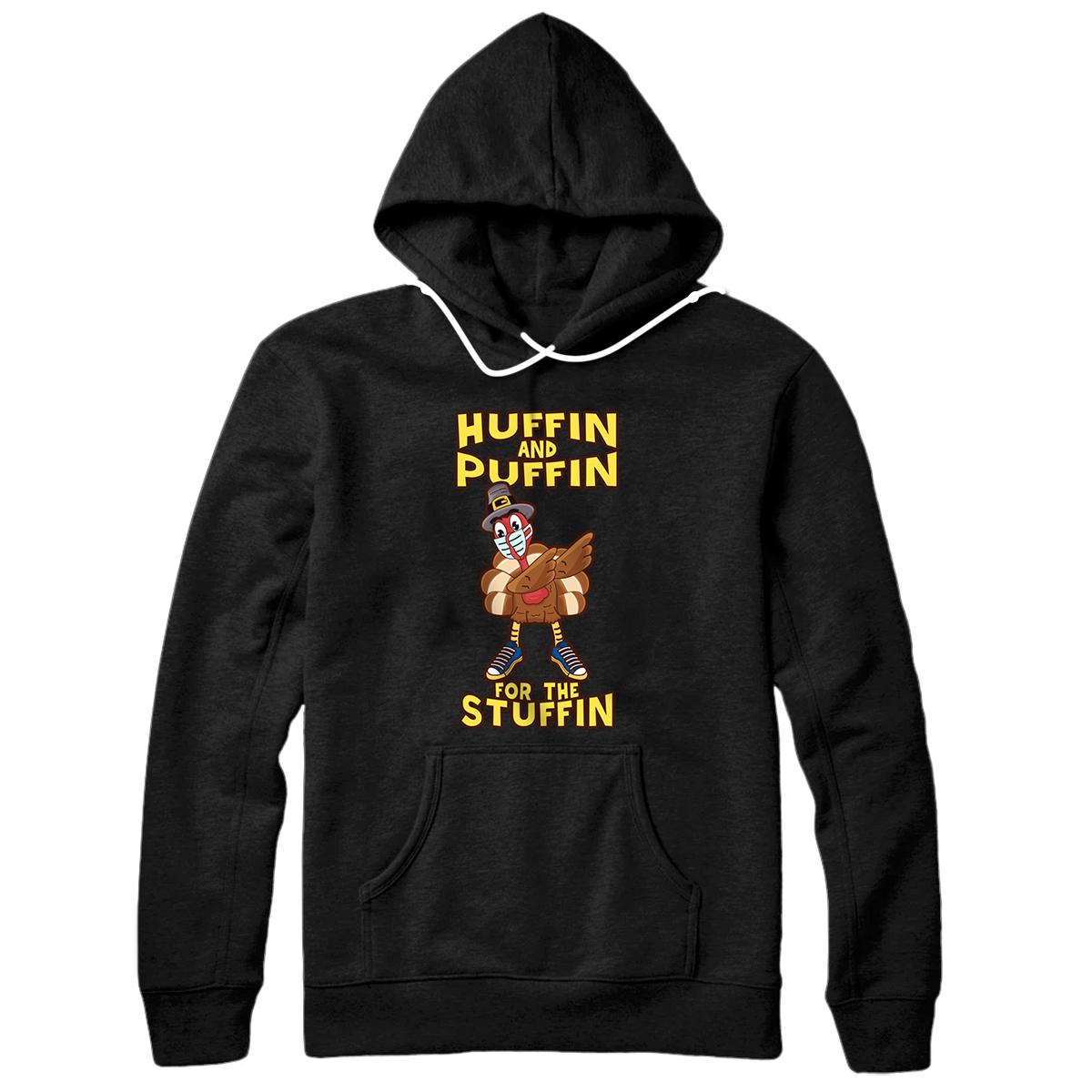 Personalized Huffin Stuffin Thanksgiving Dabbing Turkey Trot Mask 2020 Pullover Hoodie