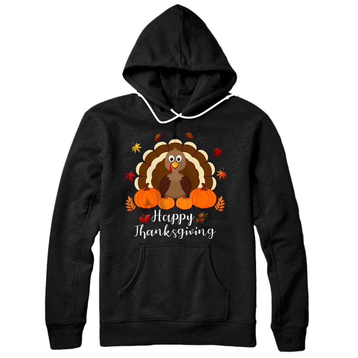 Personalized Happy Thanksgiving Turkey Day with pumpkin Gift Kids Adults Pullover Hoodie