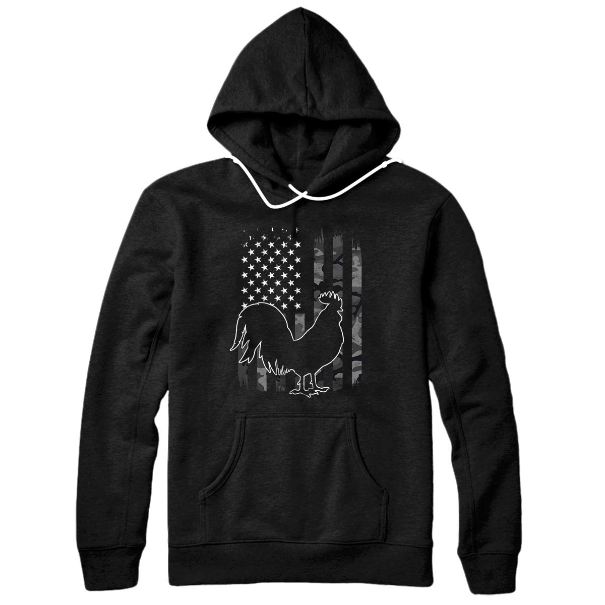 Personalized Vintage Chicken Camo American Flag Patriotic Farmer Gift Pullover Hoodie