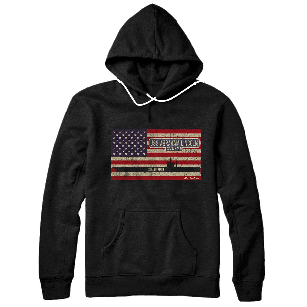 Personalized USS Abraham Lincoln CVN-72 Aircraft Carrier US Flag Gift Pullover Hoodie