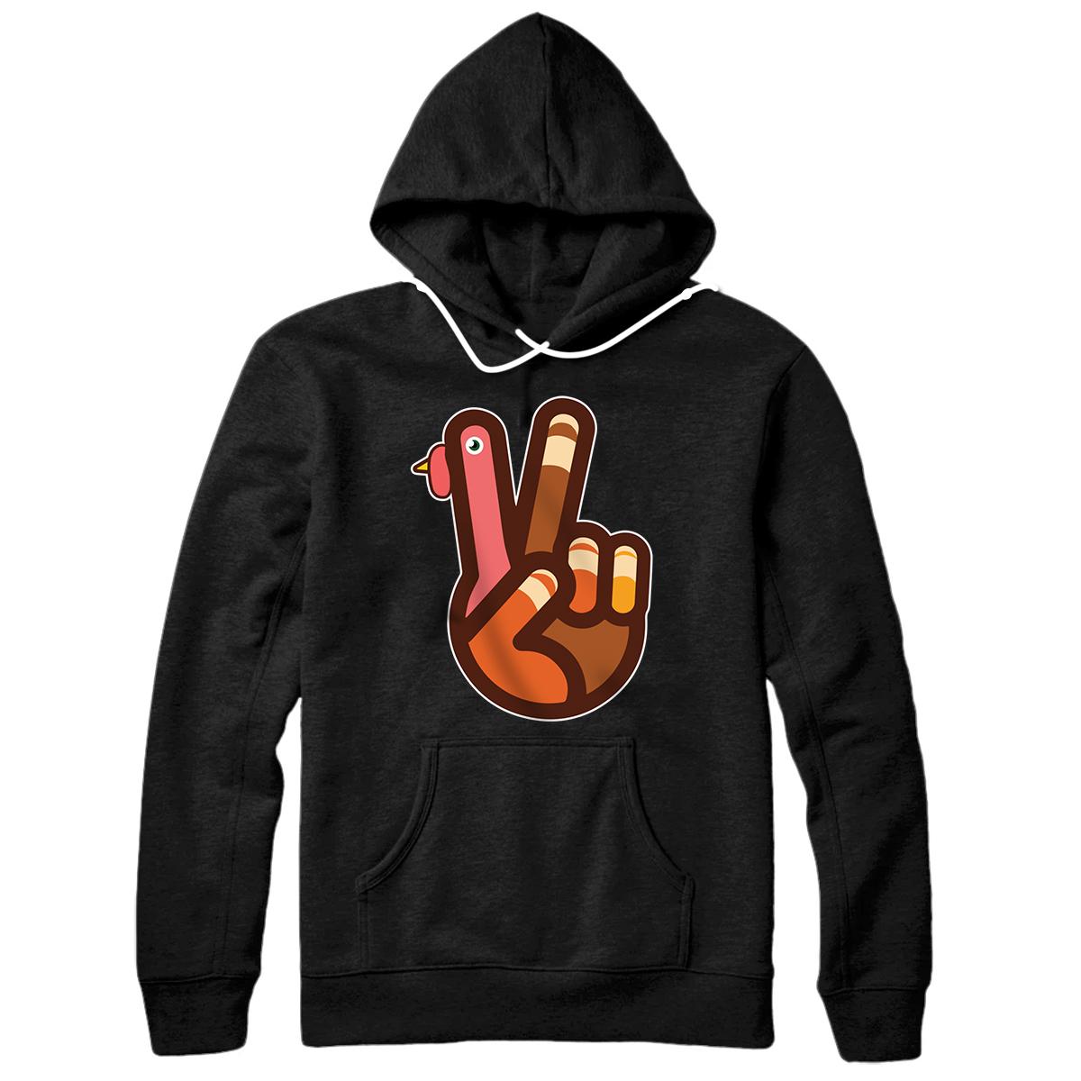 Personalized Thanksgiving Turkey Peace Sign Funny Bird Celebration Pullover Hoodie