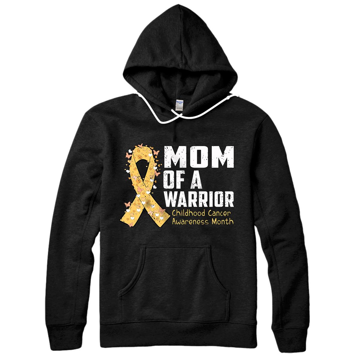 Personalized Mom of A Warrior Childhood Cancer Awareness Pullover Hoodie