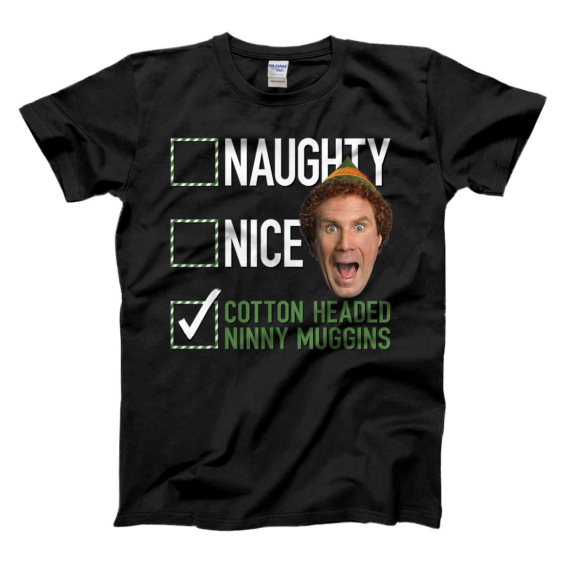 Personalized Elf Naughty Nice Cotton Headed Ninny Muggins T-Shirt