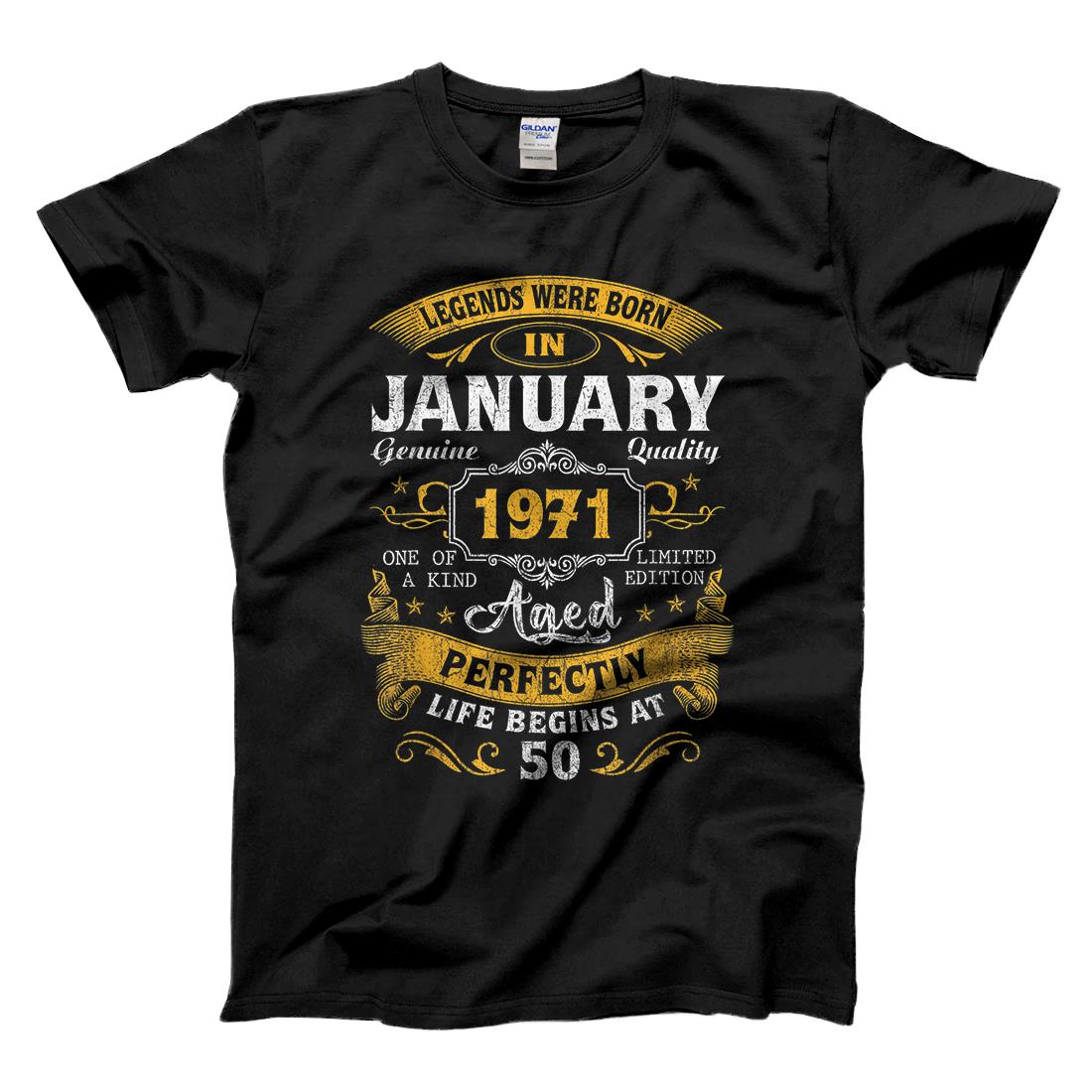 Personalized Legends Born In January 1971 50th Birthday Gift 50 Yrs Old T-Shirt