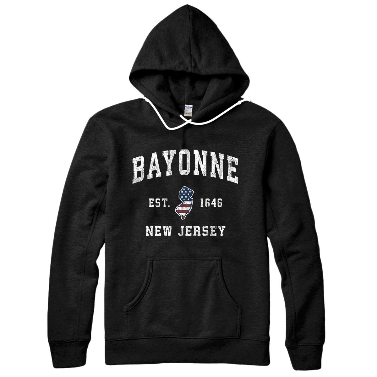Personalized Bayonne New Jersey NJ Vintage American Flag Sports Design Pullover Hoodie
