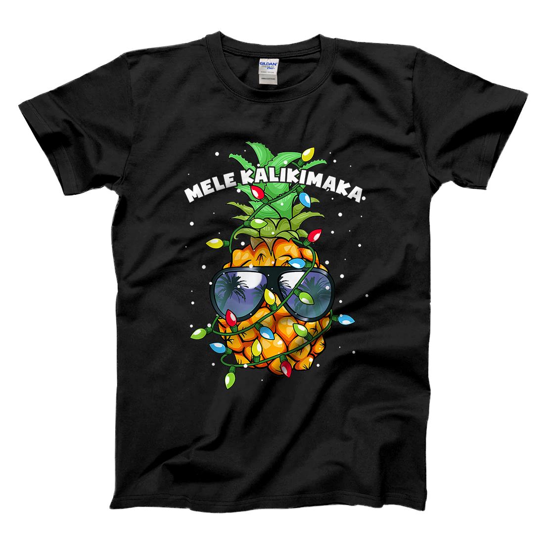 Personalized Mele Kalikimaka Christmas Lights Hawaiian X-Mas Pineapple T-Shirt