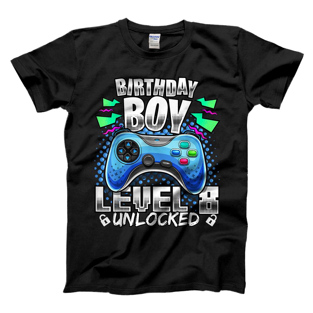 Personalized Level 8 Unlocked Video Game 8th Birthday Gamer Gift Boys T-Shirt