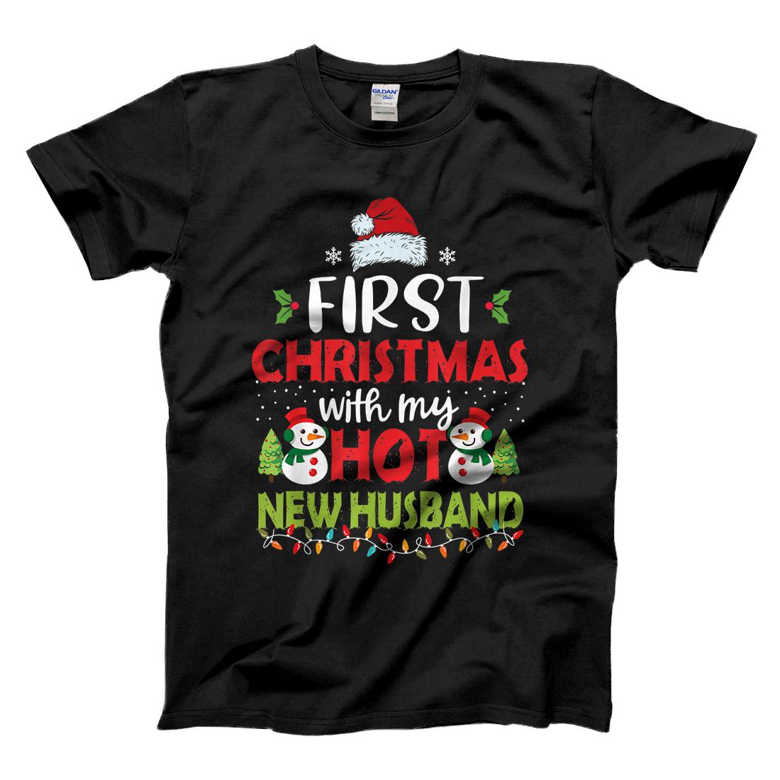 Personalized First Christmas With My Hot New Husband Funny Couple Gifts T-Shirt