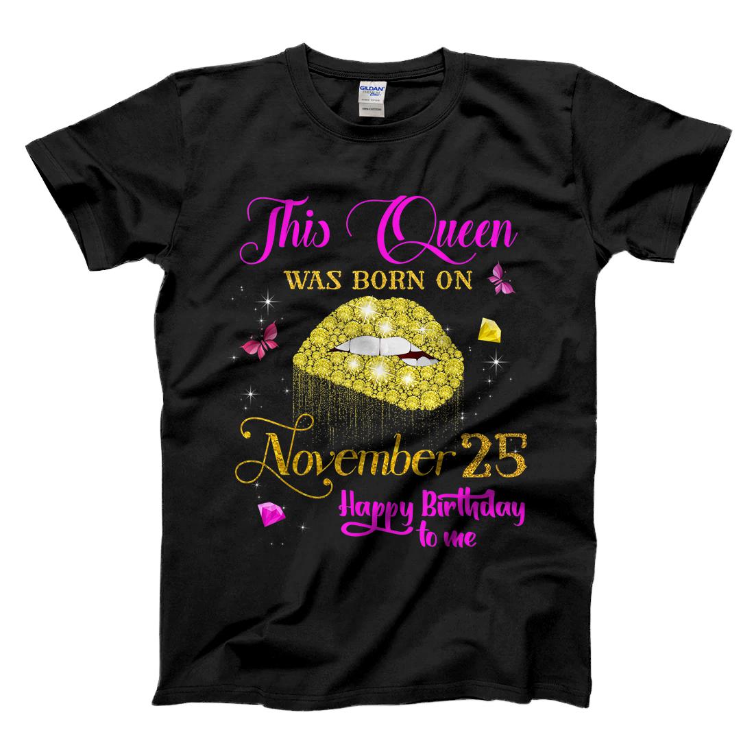 Personalized This Queen Was Born on November 25, 25th November Birthday T-Shirt