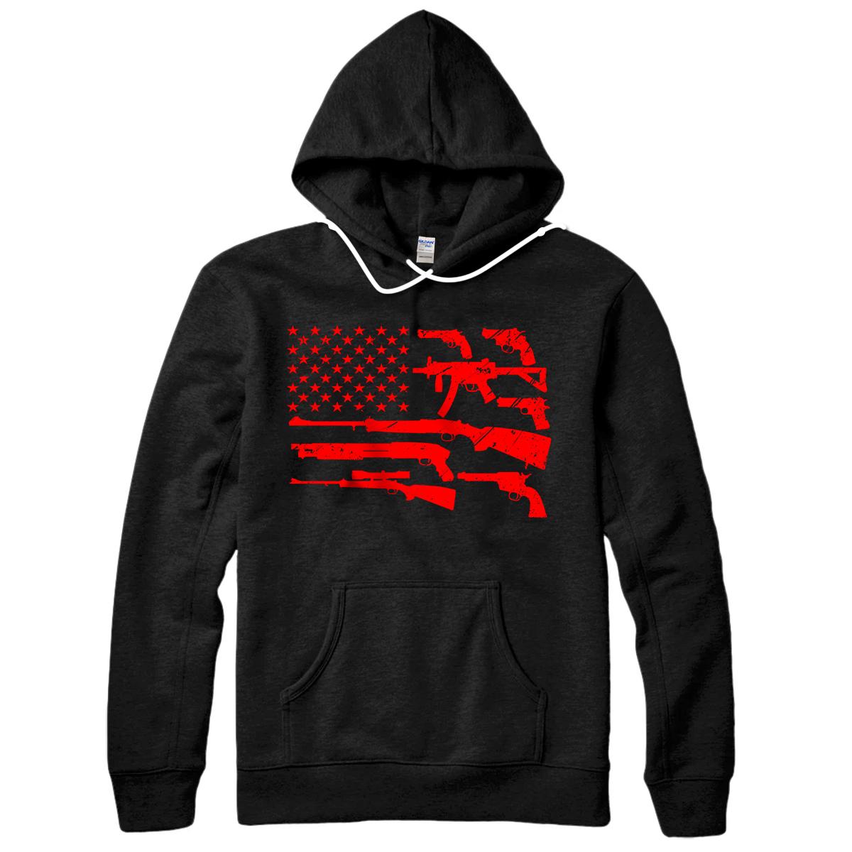 Personalized USA Guns Weapons Flag Funny Gift Rifles Stripes America Pullover Hoodie