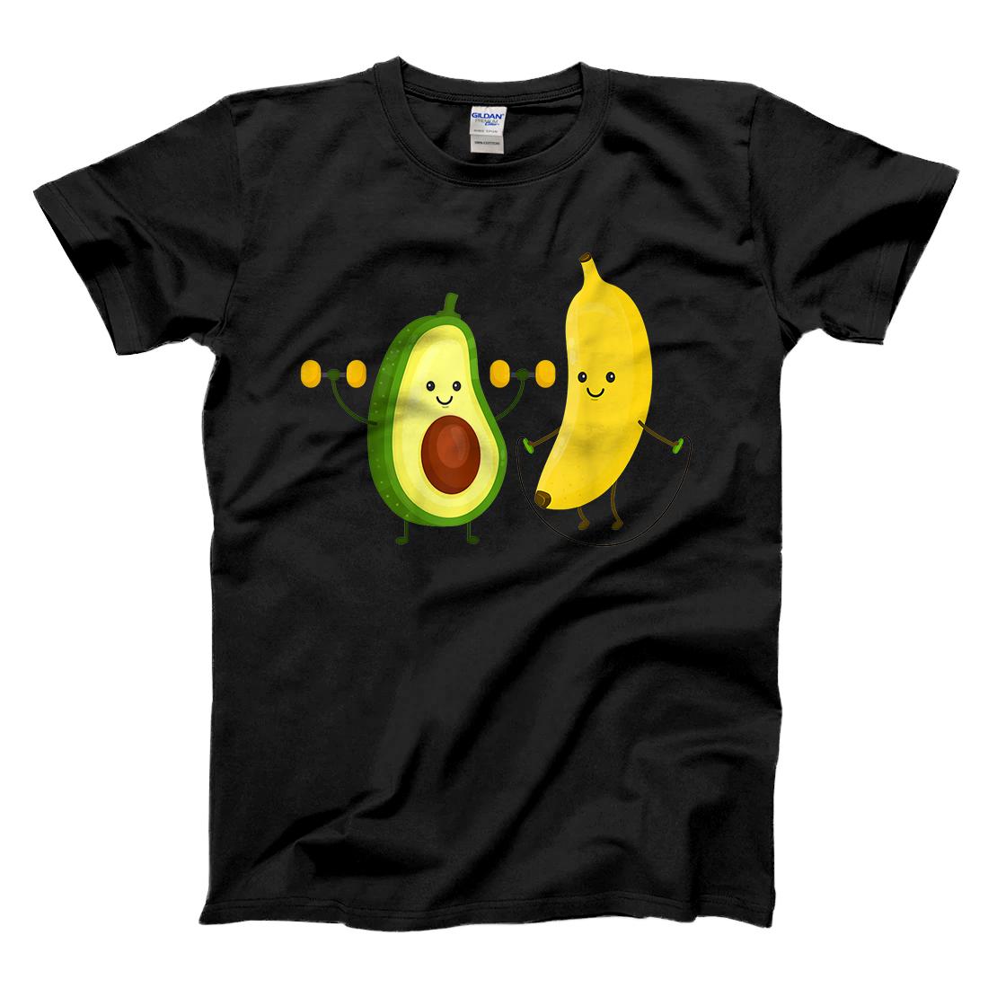 Personalized Happy Smiling Banana & Avocado Doing Exercises T-Shirt