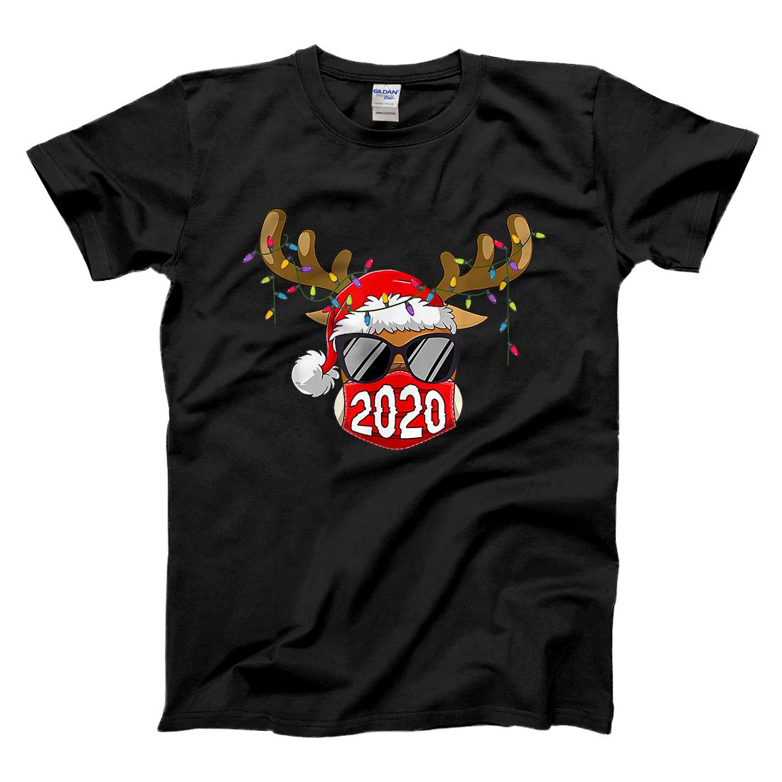 Personalized Reindeer With Face Mask Christmas 2020 Family Pajamas Xmas T-Shirt