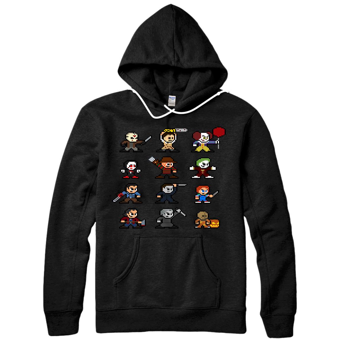 Personalized Pixel Halloween Scary Horror Movies Christmas Gifts Pullover Hoodie