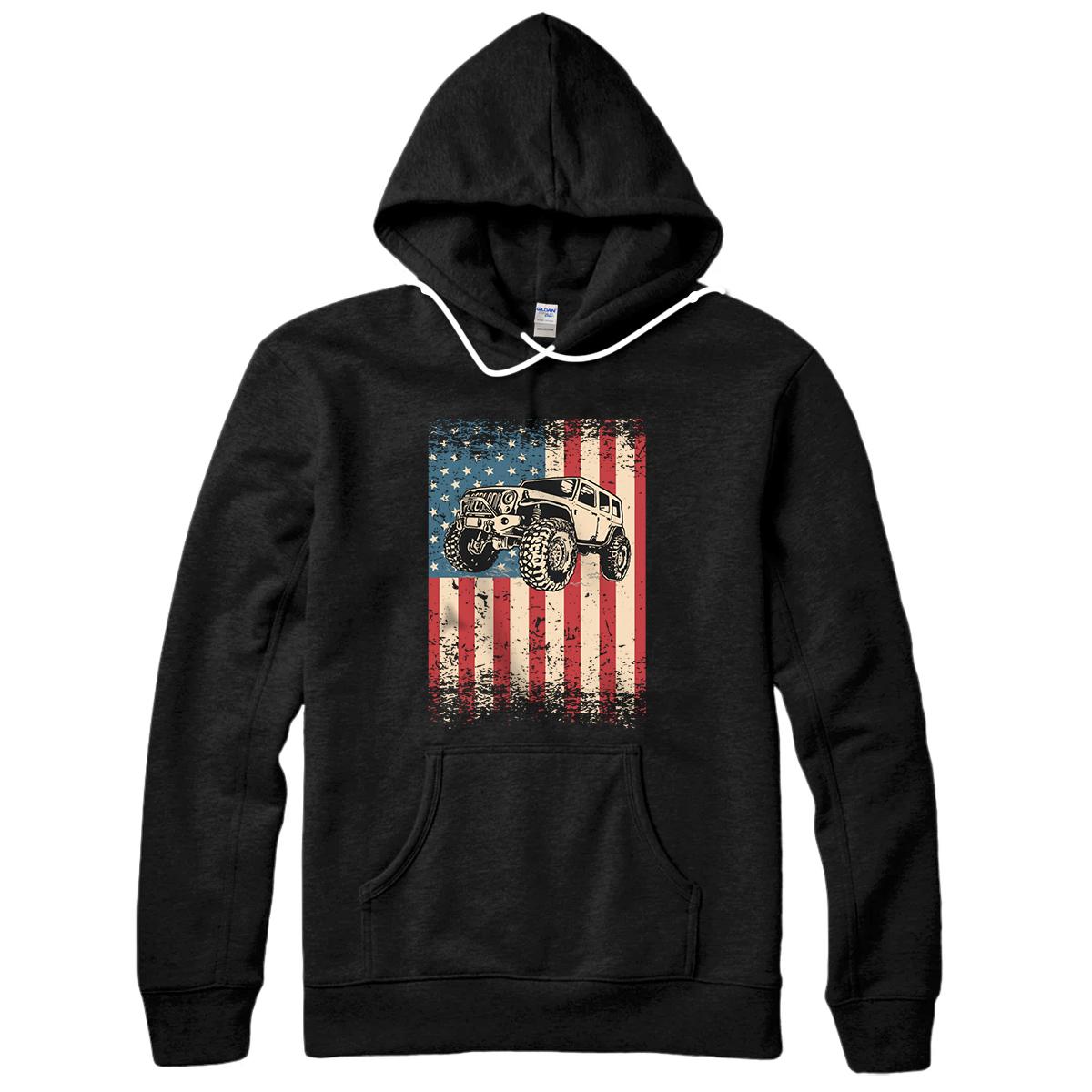 Personalized Off Road American USA Flag | 4x4 Mudding Pullover Hoodie