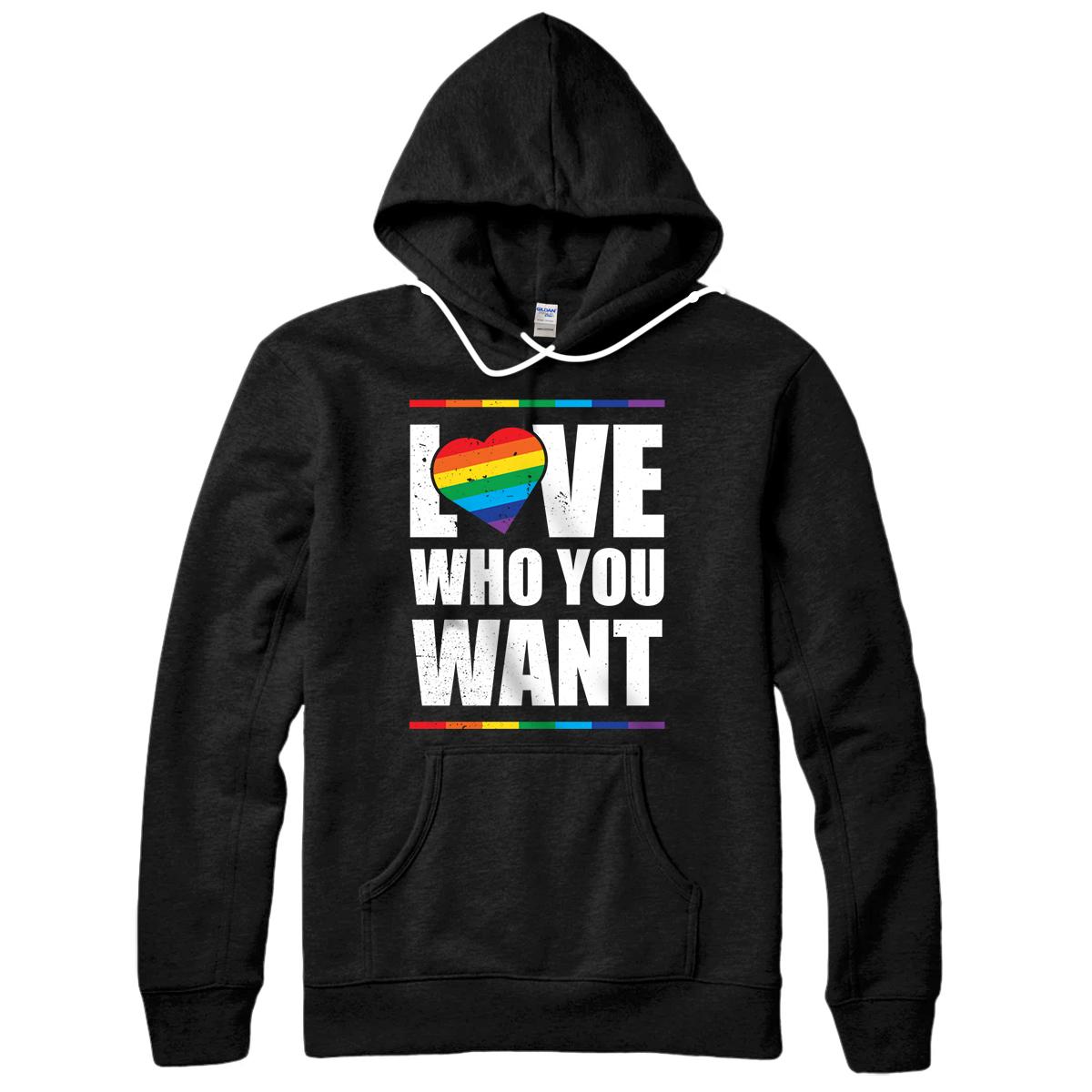 Personalized Love Who You Want Gay Pride LGBT Rainbow LGBTQ Pullover Hoodie
