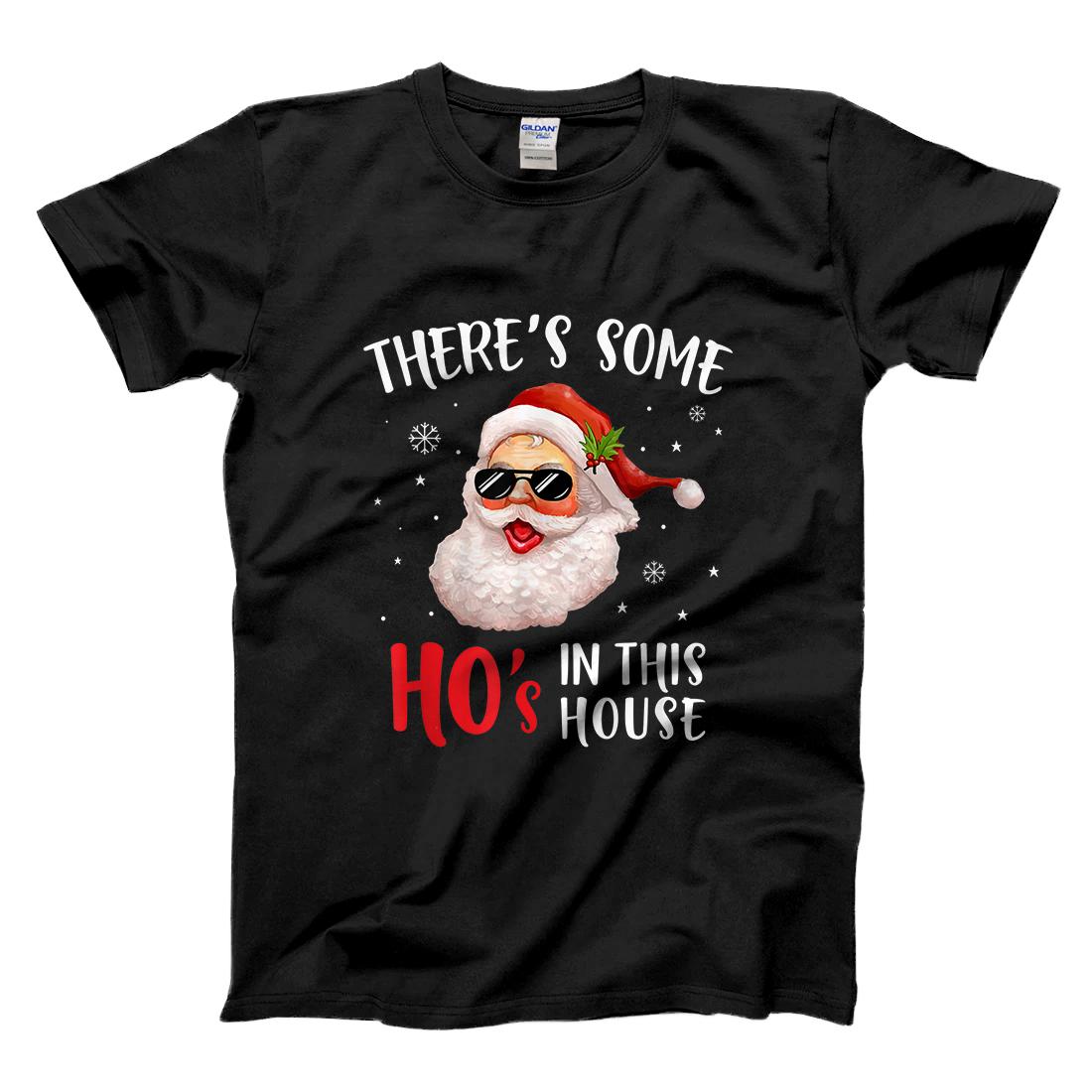Personalized There's Some Hos in This House Funny Santa Claus Christmas T-Shirt