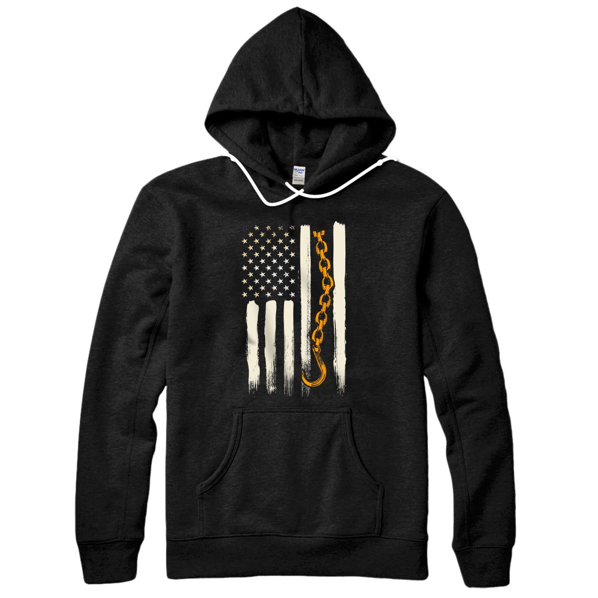 Personalized Tow Truck Driver Gifts American Flag Patriotic Towing Pullover Hoodie
