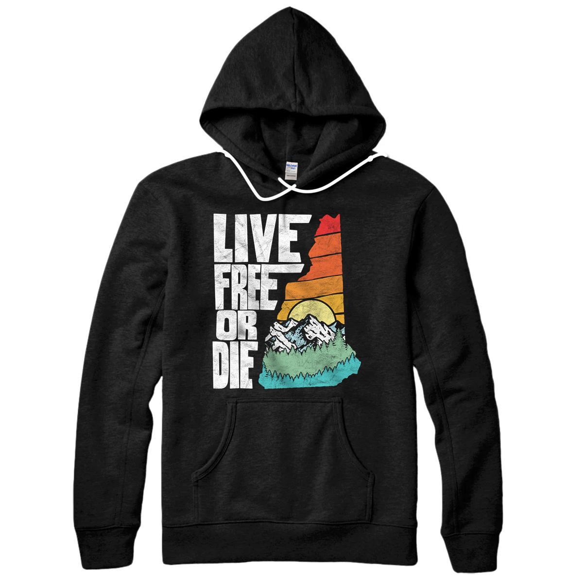 Personalized Live Free or Die Retro New Hampshire Nature Pullover Hoodie