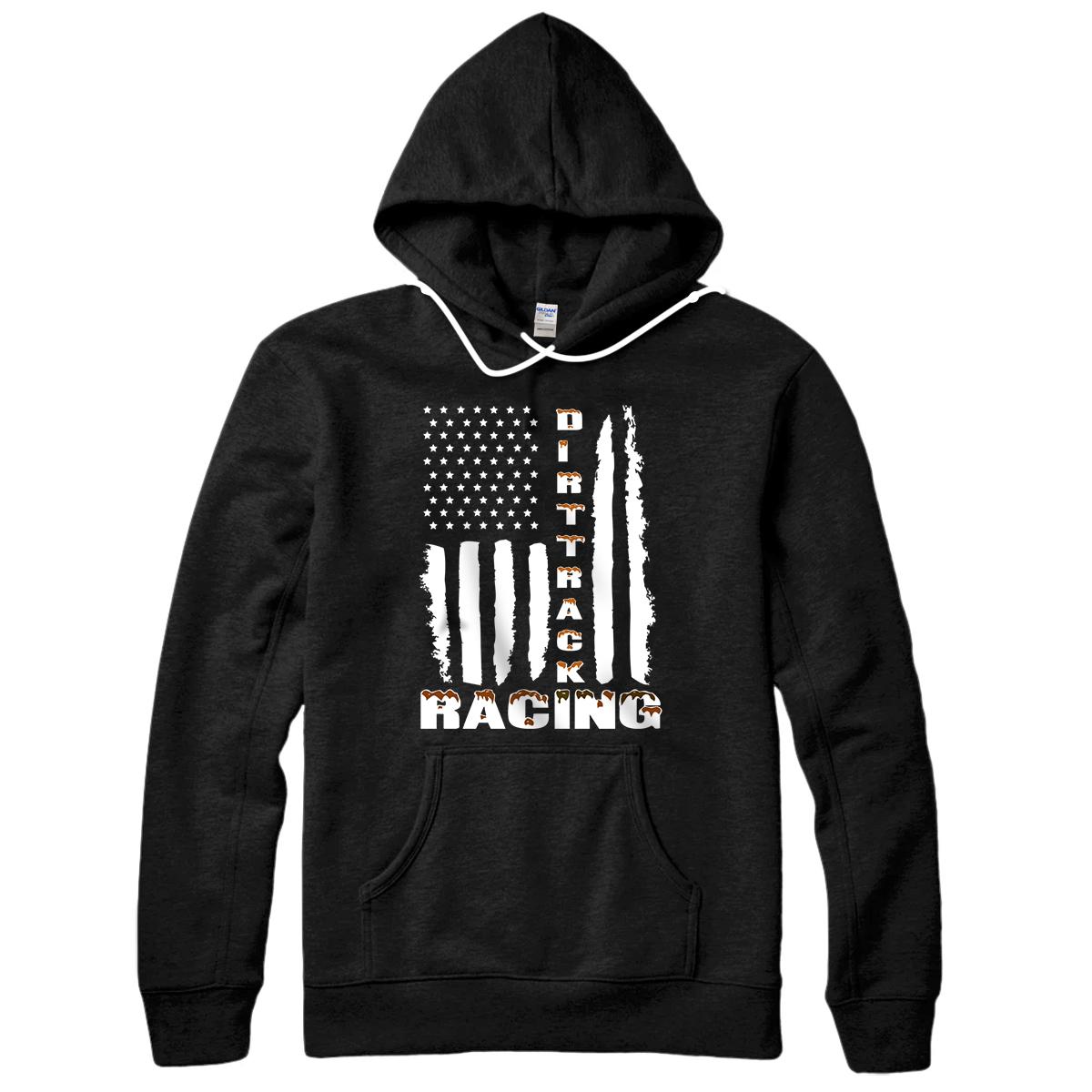 Personalized Dirt Track Racing American Flag Funny Mud Design Pullover Hoodie