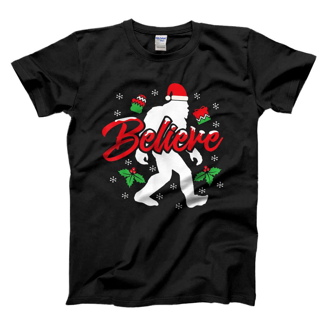 Personalized Bigfoot Christmas Shirt Believe Funny Boys Girls Men Gift T-Shirt
