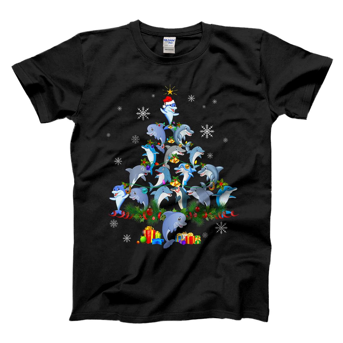 Personalized Cute Dolphin Christmas Tree Pet Dolphin Lover Christmas T-Shirt