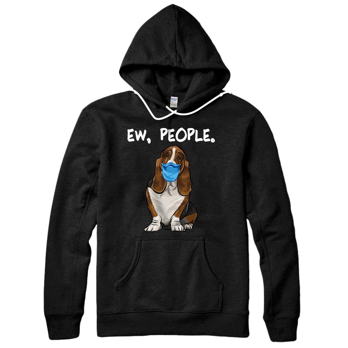 Personalized Basset Hound Ew People Dog Wearing Face Mask Pullover Hoodie