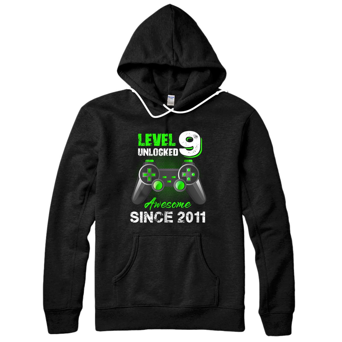Personalized Level 9 Unlocked Awesome 2011 Video Game 9th Birthday Gift Pullover Hoodie