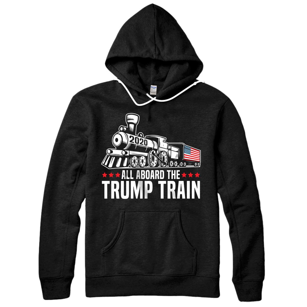 Personalized 2020 All Aboard The Trump Train Funny Trump Supporters Gift Pullover Hoodie