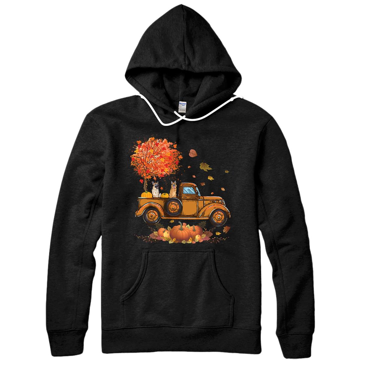 Personalized german shepherd Pumpkins Truck Autumn Leaf Fall thanksgiving Pullover Hoodie