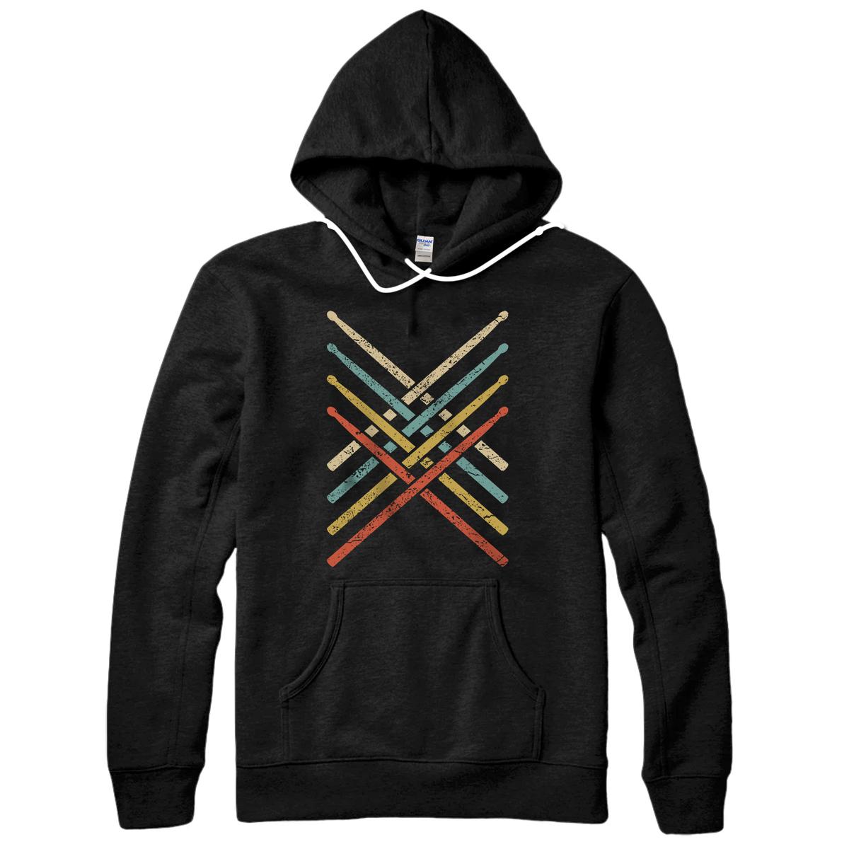 Personalized Retro Vintage Drummer Clothing 70s 80s Drum Sticks Apparel Pullover Hoodie