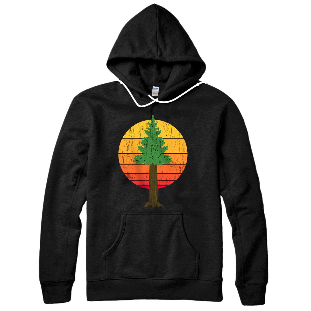 Personalized Retro Sun California Sequoia Tree Minimalist Gift Men Women Pullover Hoodie