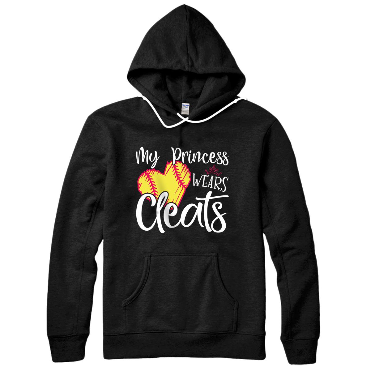 Personalized My Princess Wears Cleats - Softball Mom Dad Baseball Player Pullover Hoodie