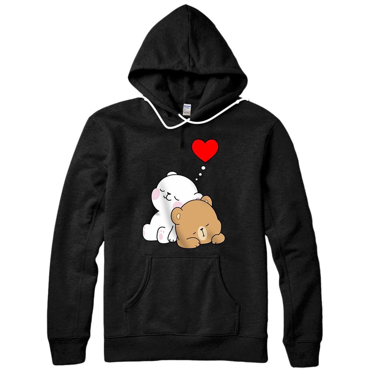 Personalized Cute Milk Mocha Bear Dream Lovers Love Hugs Kisses Valentine Pullover Hoodie