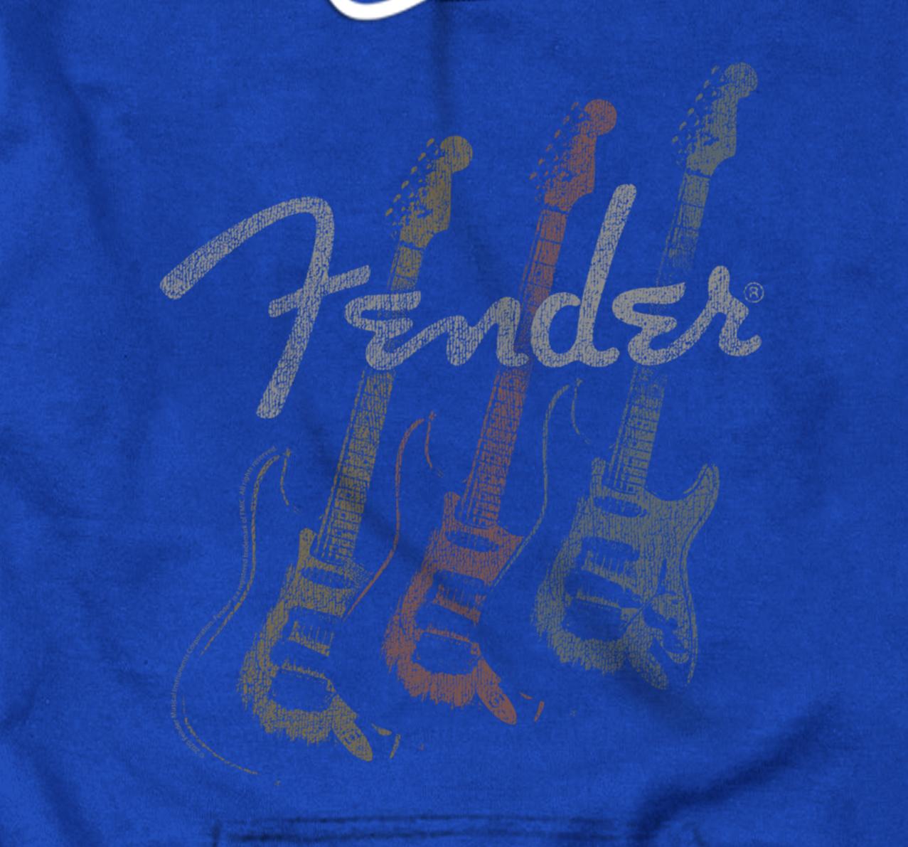 Fender Stacked Guitar Faded Logo Pullover Hoodie All Star Shirt