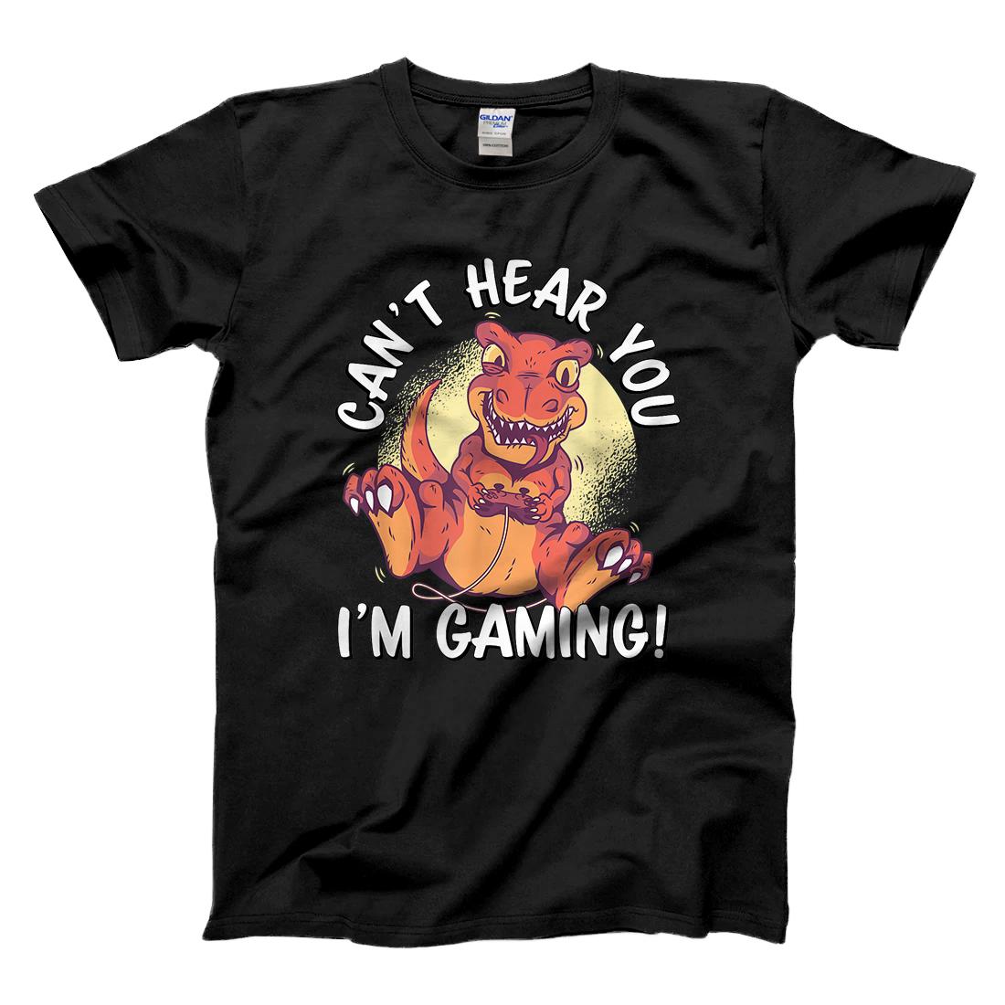 Personalized Can't Hear You I'm Gaming | T-Rex Dinosaur Funny Gamer Gift T-Shirt