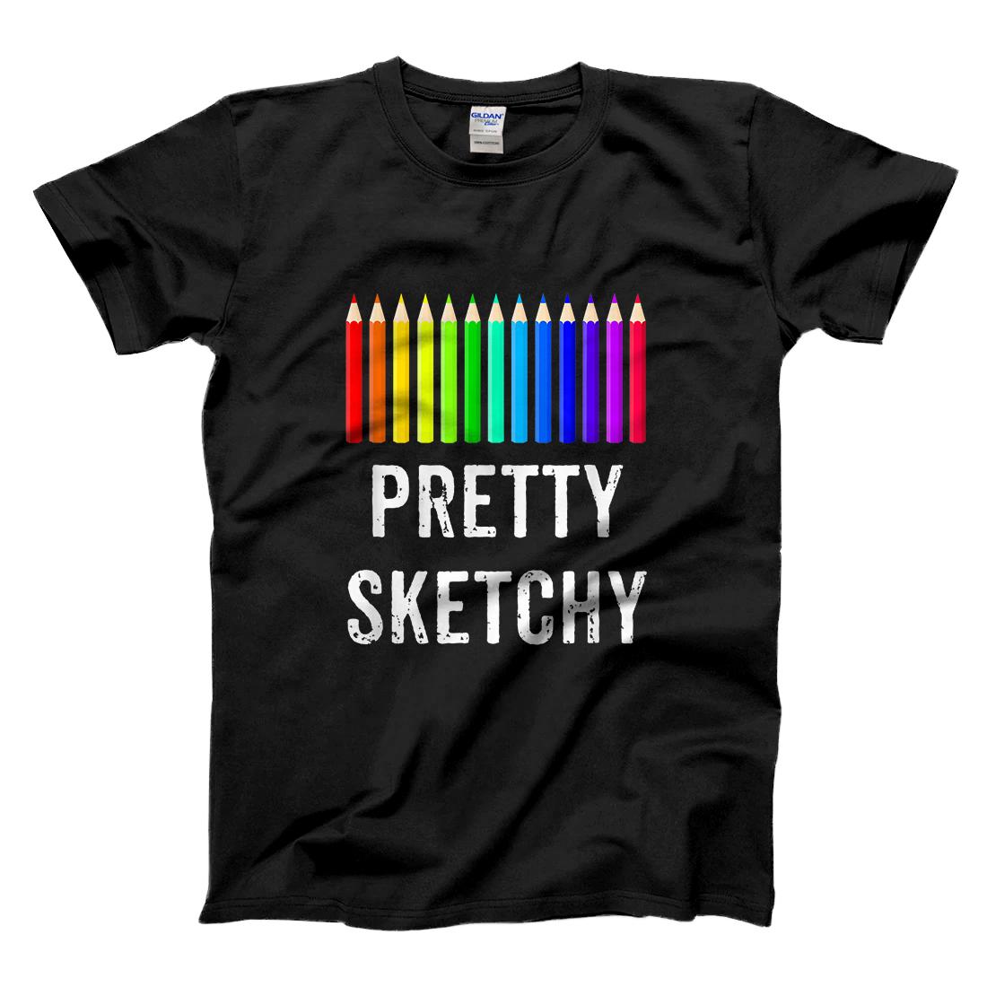Personalized Pretty Sketchy Fun Art Lover Colored Pencils Artists Gift T-Shirt