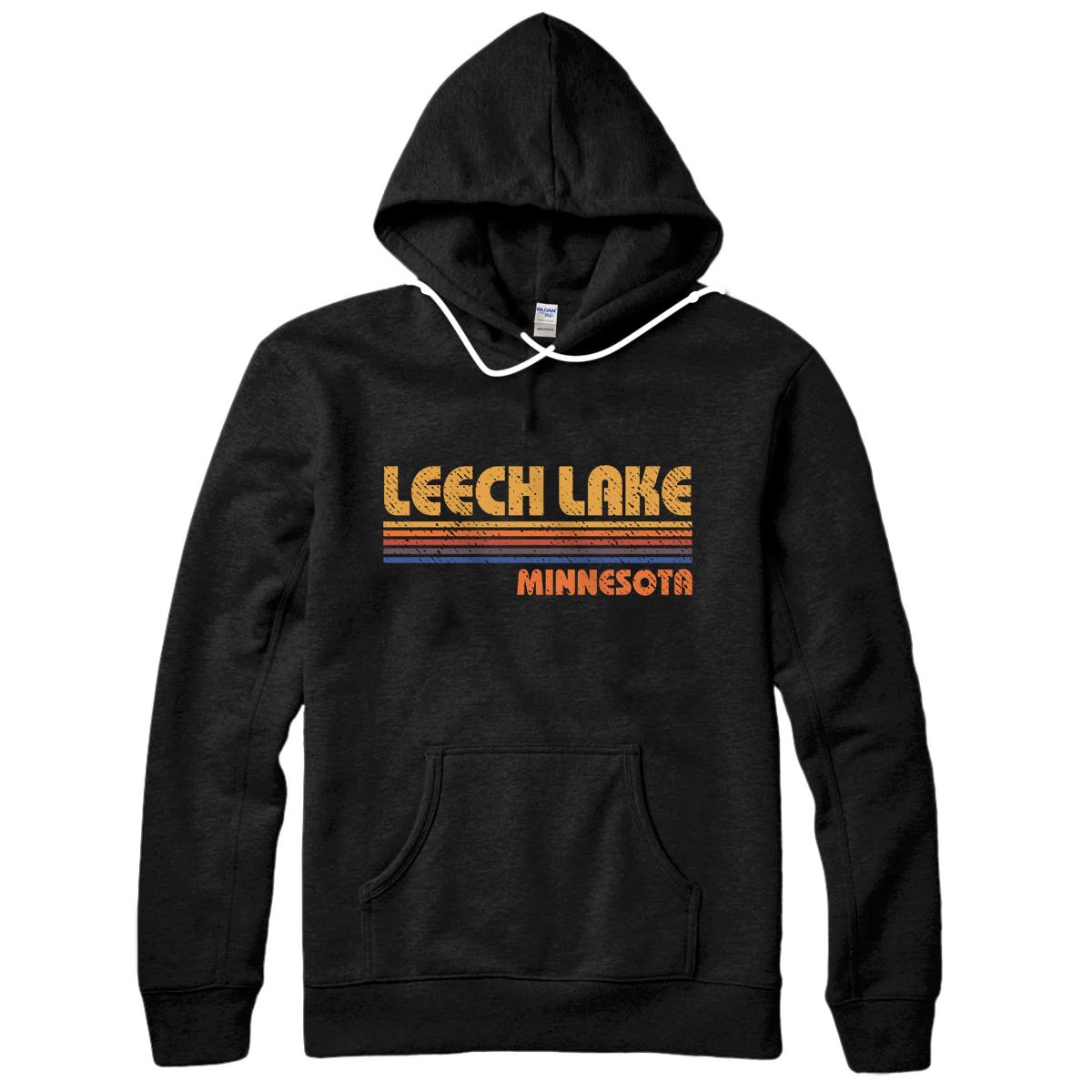 Personalized Retro Leech Lake MN 80's Vintage Pullover Hoodie