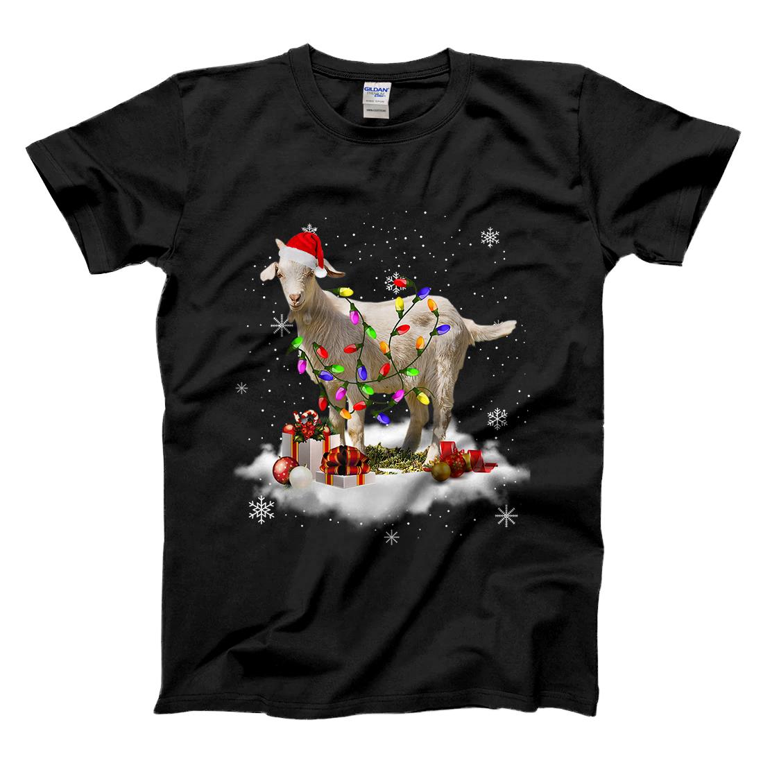 Personalized Christmas - Cute Goat With Christmas Lights T-Shirt