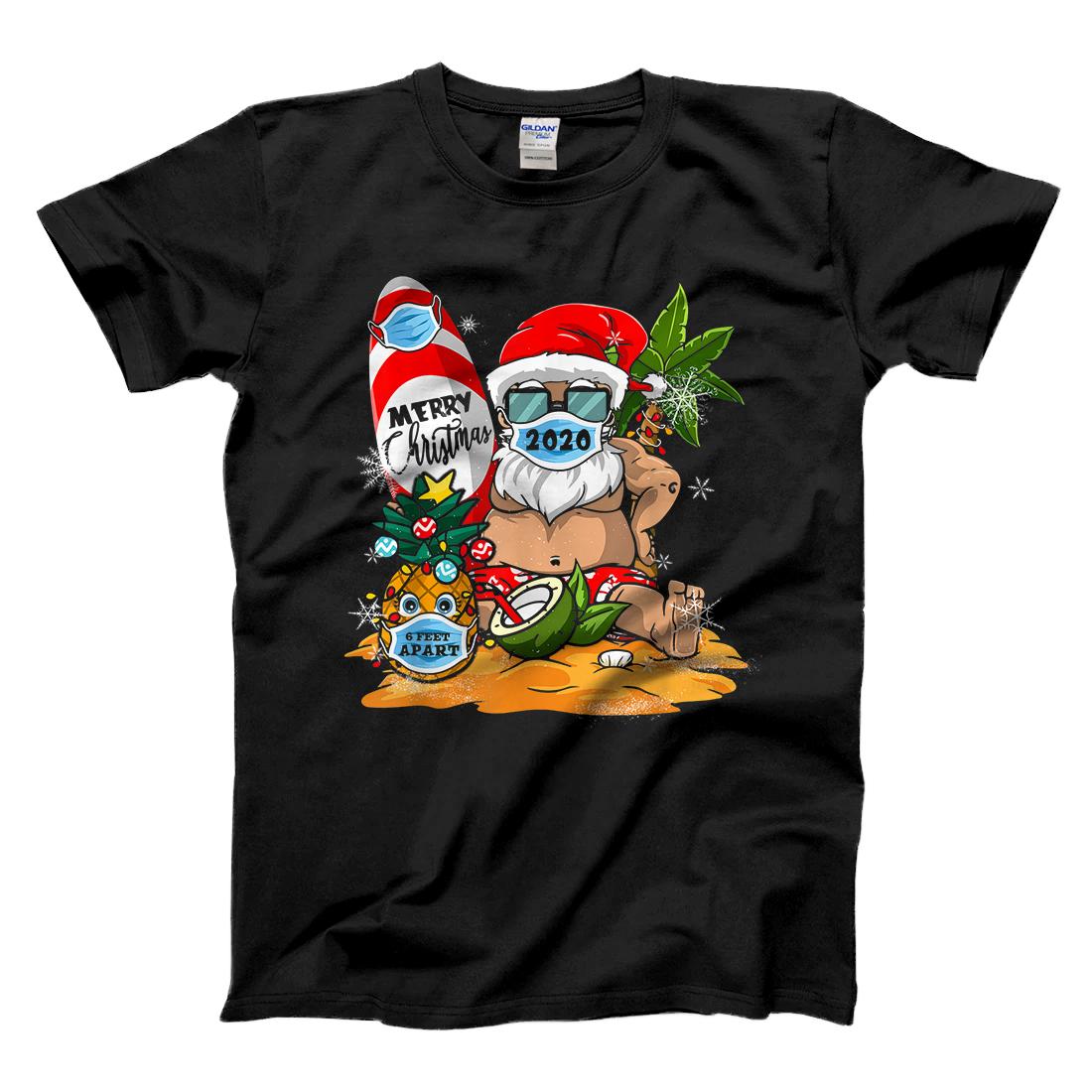 Personalized Surfer Merry Christmas 2020 Surfing Santa Tropical Ugly Xmas T-Shirt