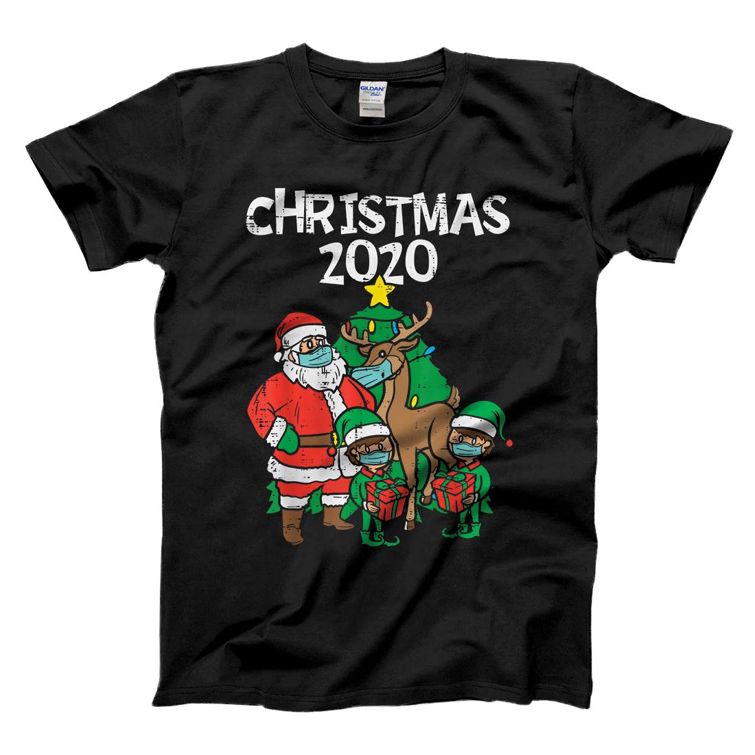 Personalized Santa Elves Reindeer In Mask Christmas 2020 Quarantine Gift T-Shirt