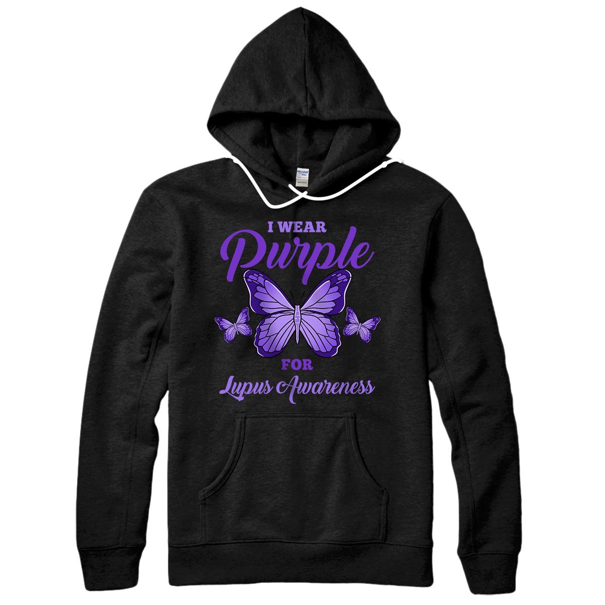 Personalized I Wear Purple For Lupus Awareness Pullover Hoodie