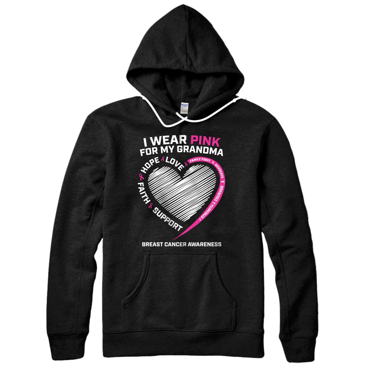 Personalized Men Women I Wear Pink For My Grandma Breast Cancer Awareness Pullover Hoodie