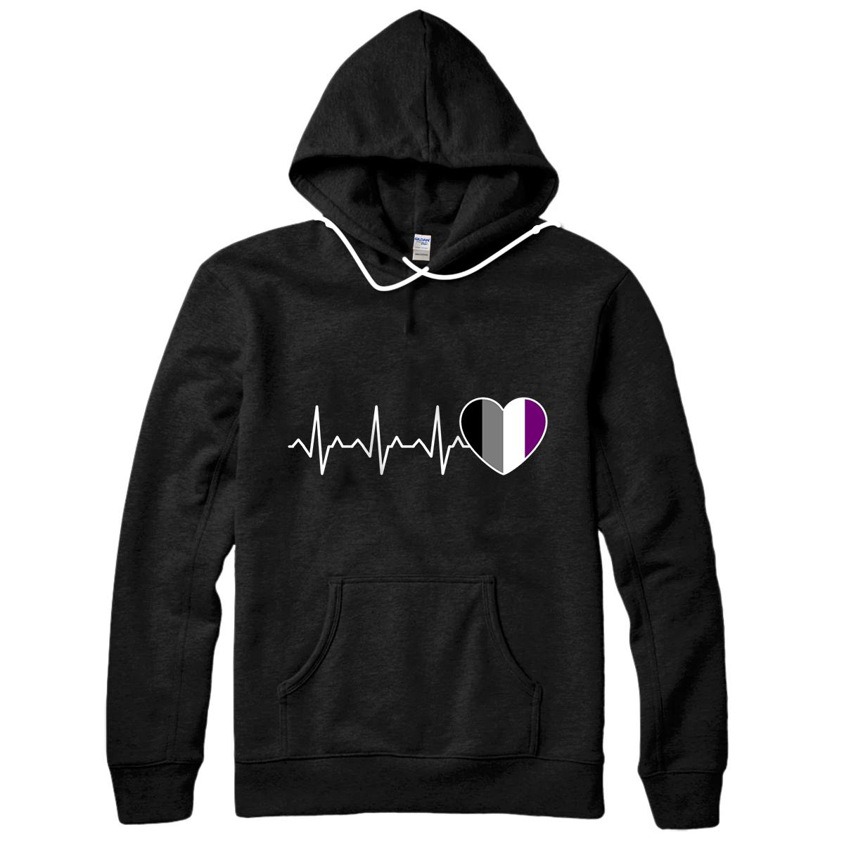 Personalized Ace Pride Heartbeat Asexual Gift Pullover Hoodie