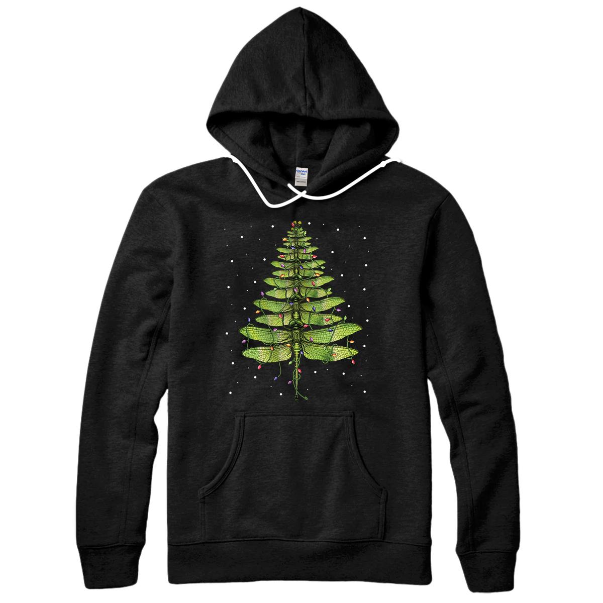 Personalized Merry Christmas insect Lover Xmas Dragonfly Christmas Tree Pullover Hoodie