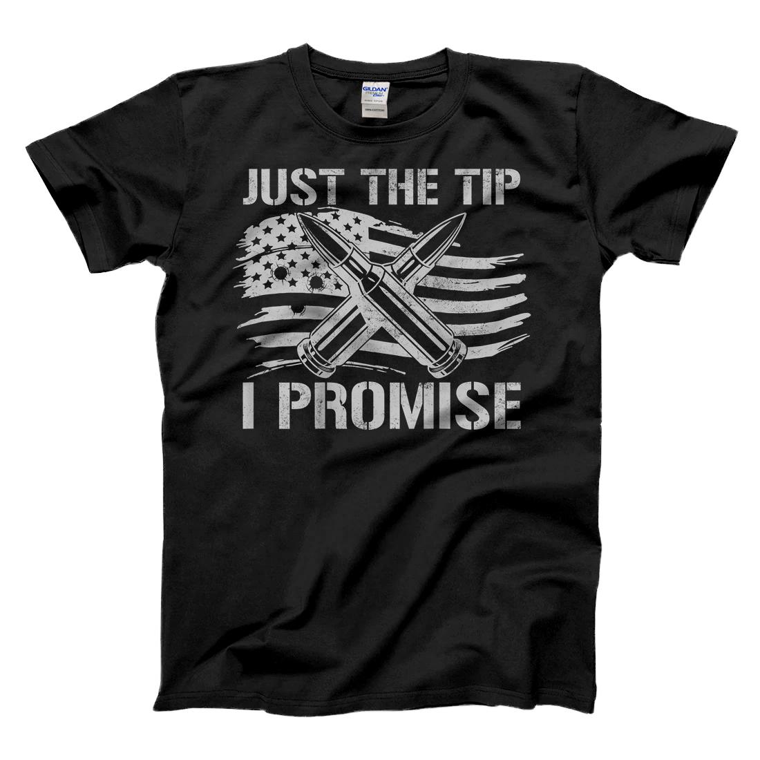 Personalized Just The Tip I Promise Gun American Flag On Back T-Shirt