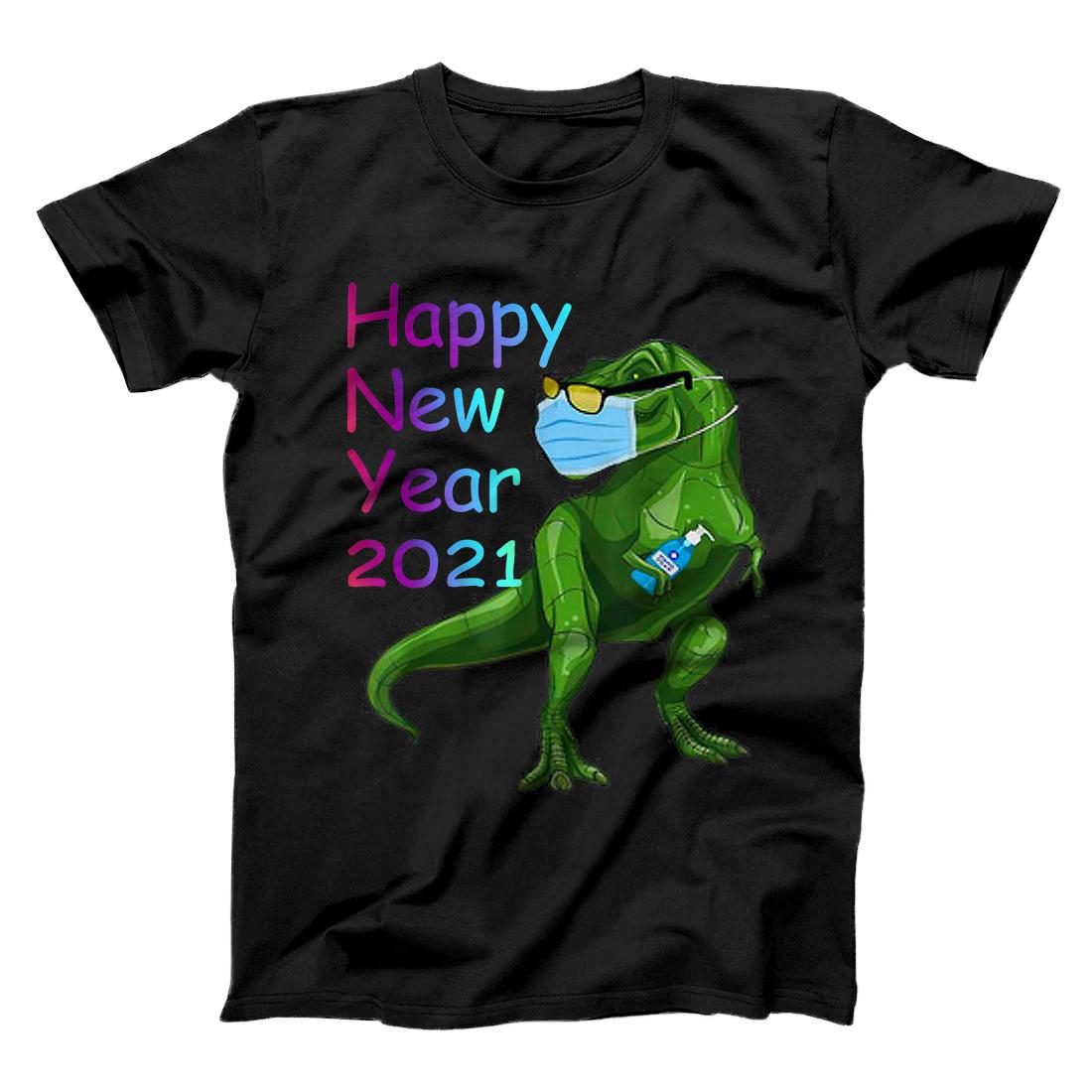 Personalized New Years Eve 2021 Quarantine Happy New Year 2021 Dinosaur T-Shirt